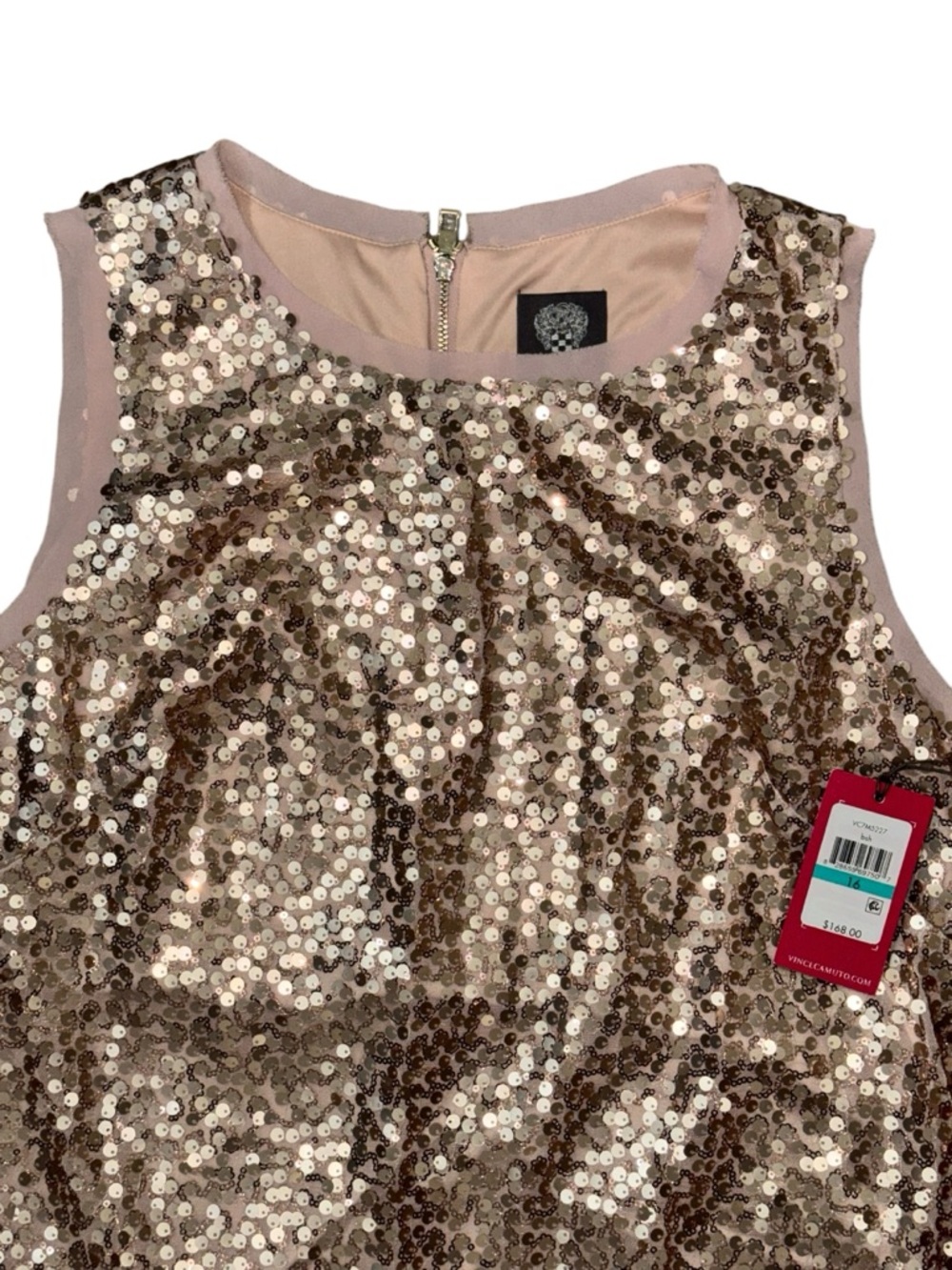 Vince Camuto Women's Rose Gold Sequin Sleeveless Shift Dress, Size 16 - Picture 3 of 10